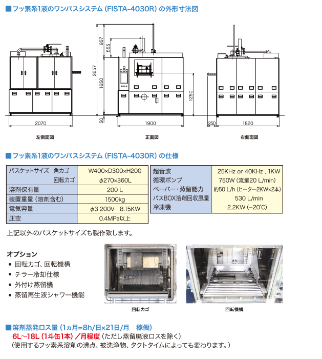 洗浄機　クリンビー　主仕様